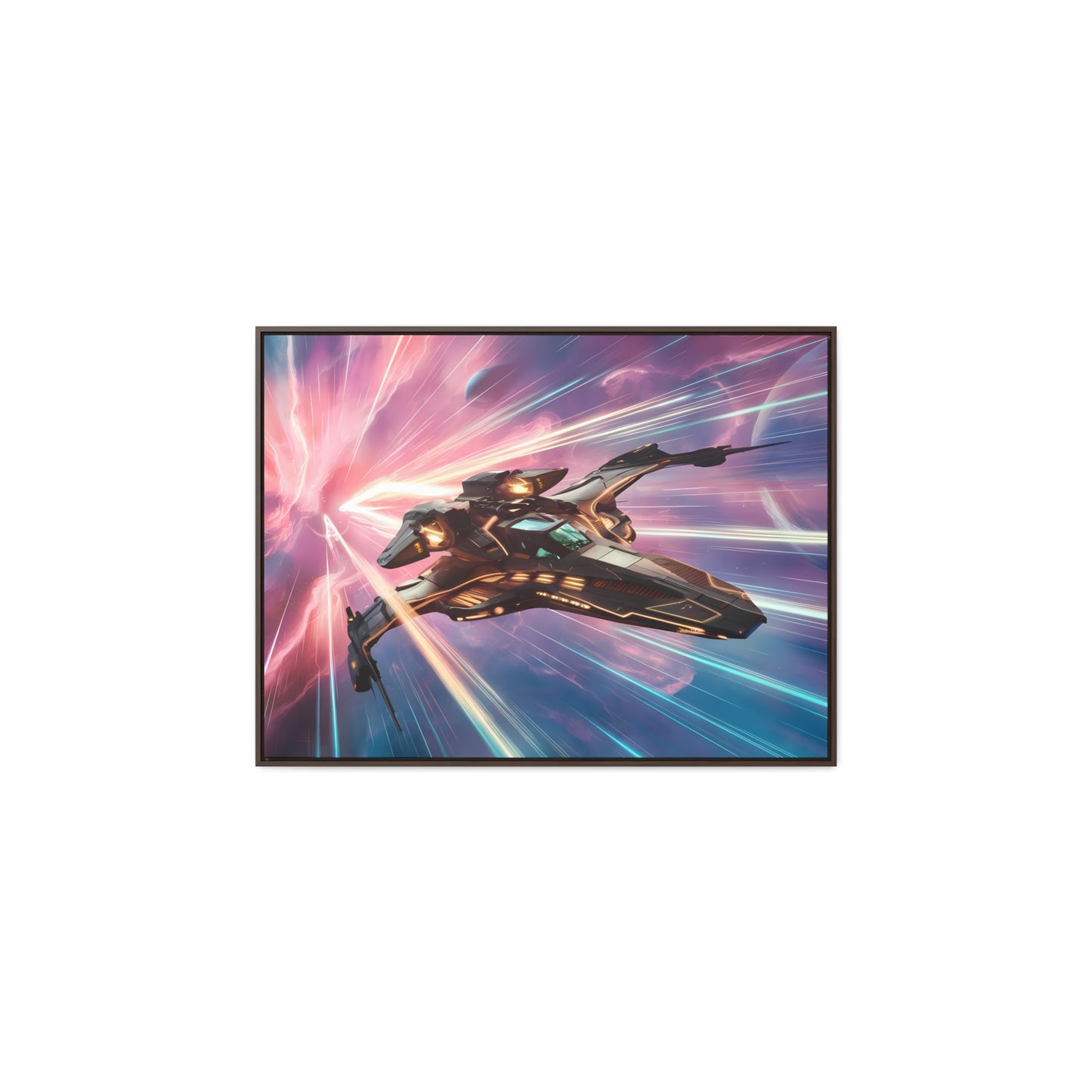 "Starship Through the Cosmic Rift" - Gallery Canvas Wraps, Horizontal Frame