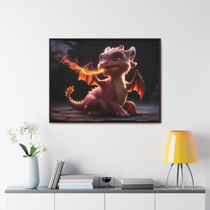 "Baby Dragon's First Flame" - Gallery Canvas Wraps, Horizontal Frame