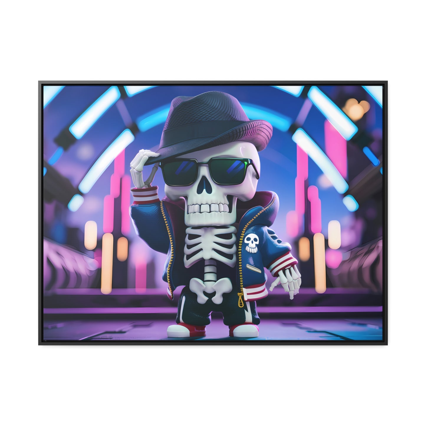 "Neon Skull Groove" - Gallery Canvas Wraps, Horizontal Frame