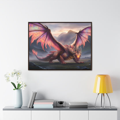 "The Arcane Guardian of the Crimson Peaks" - Gallery Canvas Wraps, Horizontal Frame