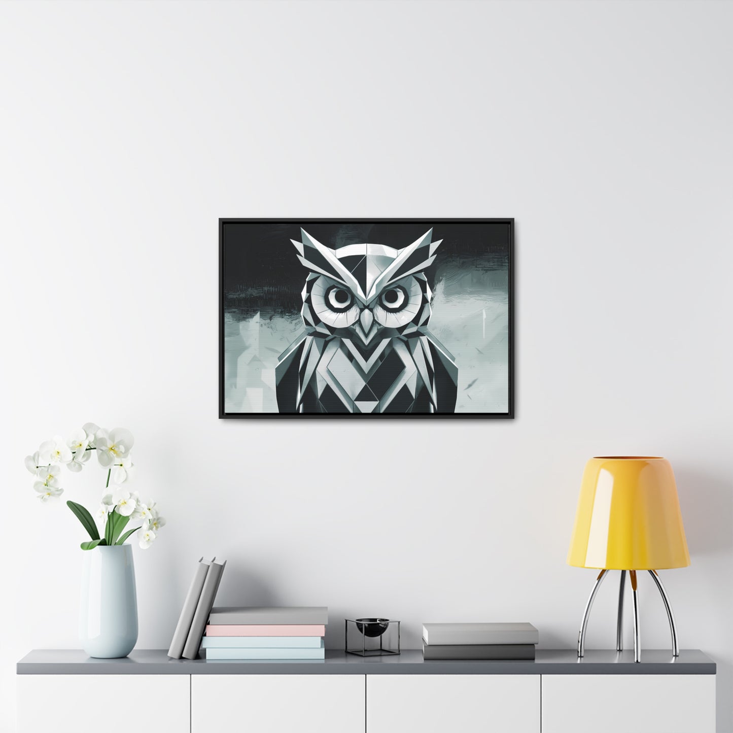 "Geometric Sentinel" - Gallery Canvas Wraps, Horizontal Frame