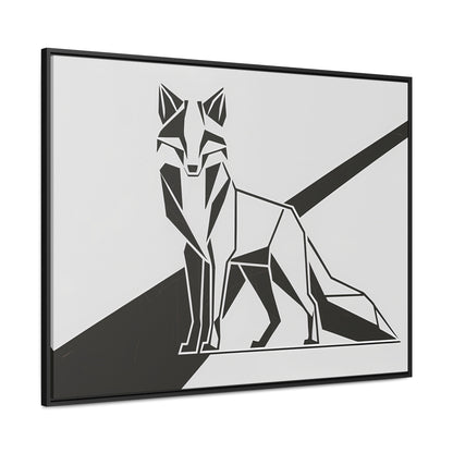 Geometric Fox in Black and White - Gallery Canvas Wraps, Horizontal Frame