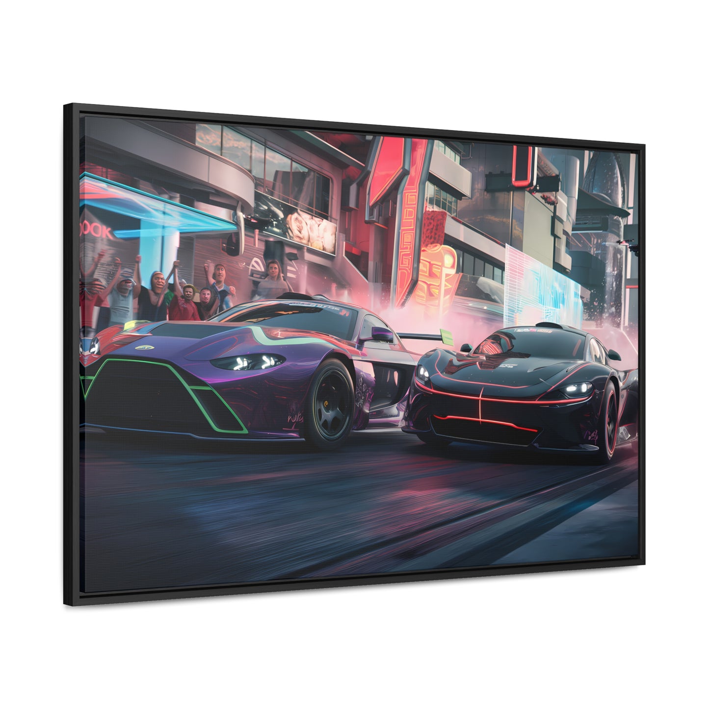 Neon Drift Showdown - Gallery Canvas Wraps, Horizontal Frame