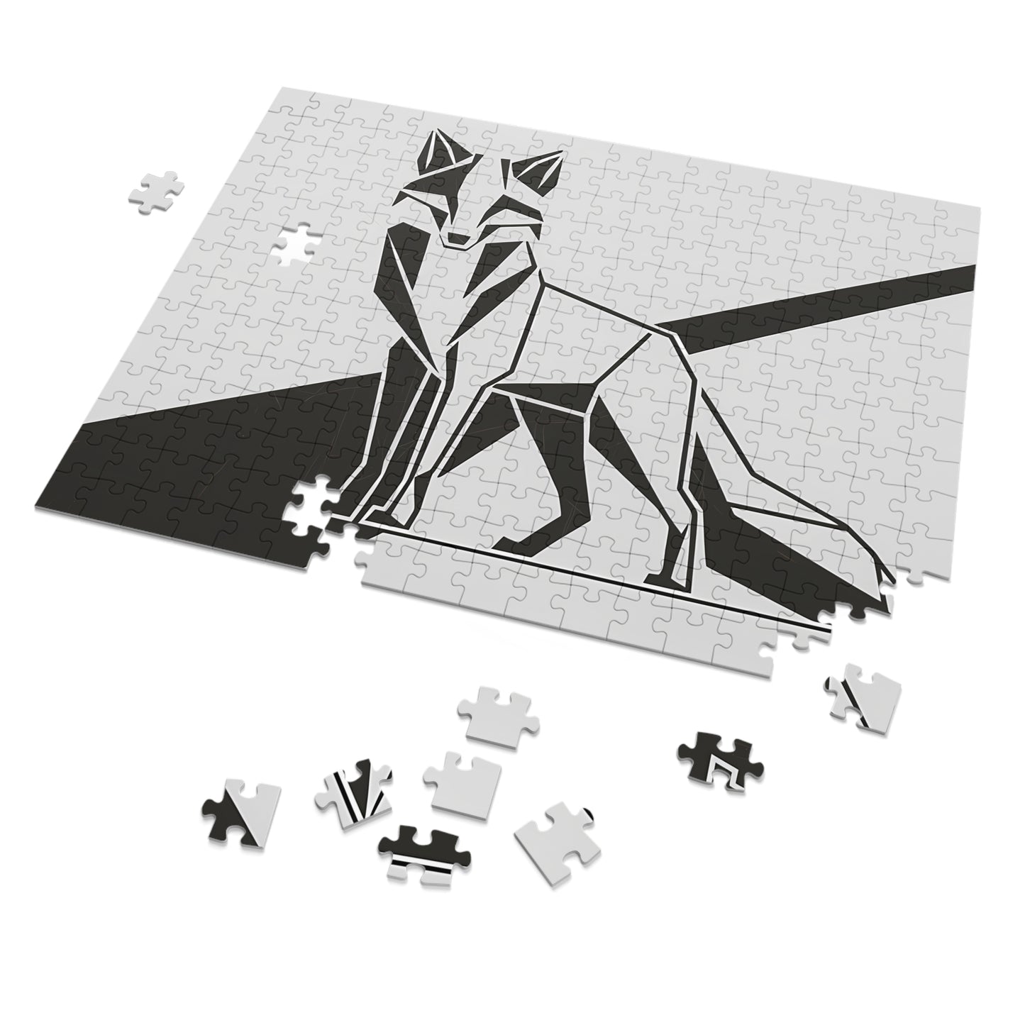 Geometric Fox in Monochrome - Jigsaw Puzzle (30, 110, 252, 500,1000-Piece)