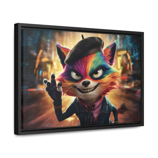 Feline Frenzy in the City Lights - Gallery Canvas Wraps, Horizontal Frame