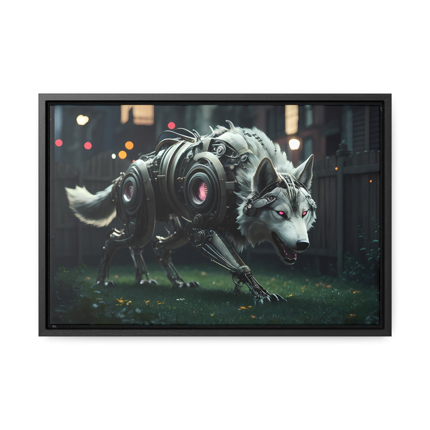 Cyber Wolf Sentinel - Gallery Canvas Wraps, Horizontal Frame