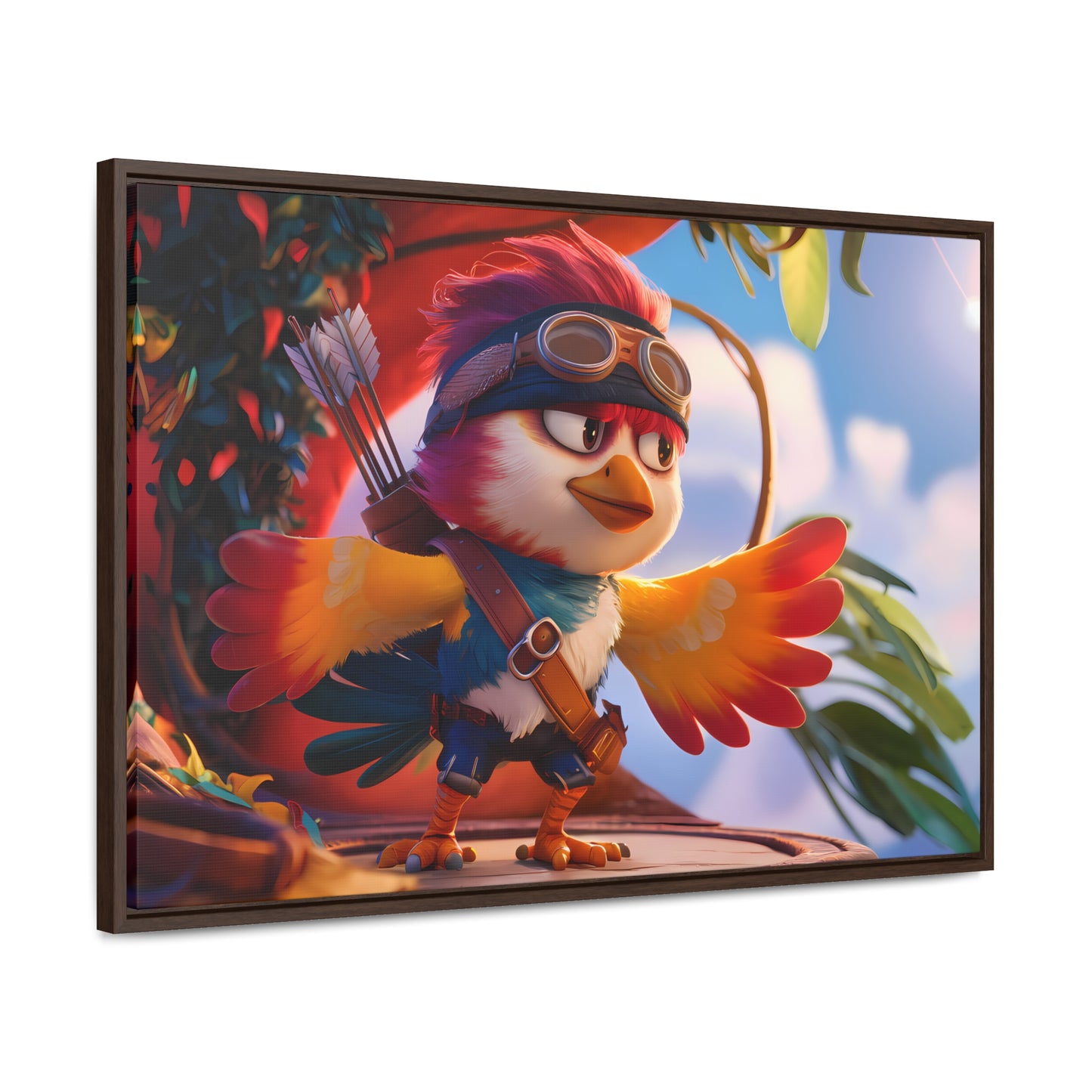 "Feathered Adventurer: The Brave Bird Archer" - Gallery Canvas Wraps, Horizontal Frame