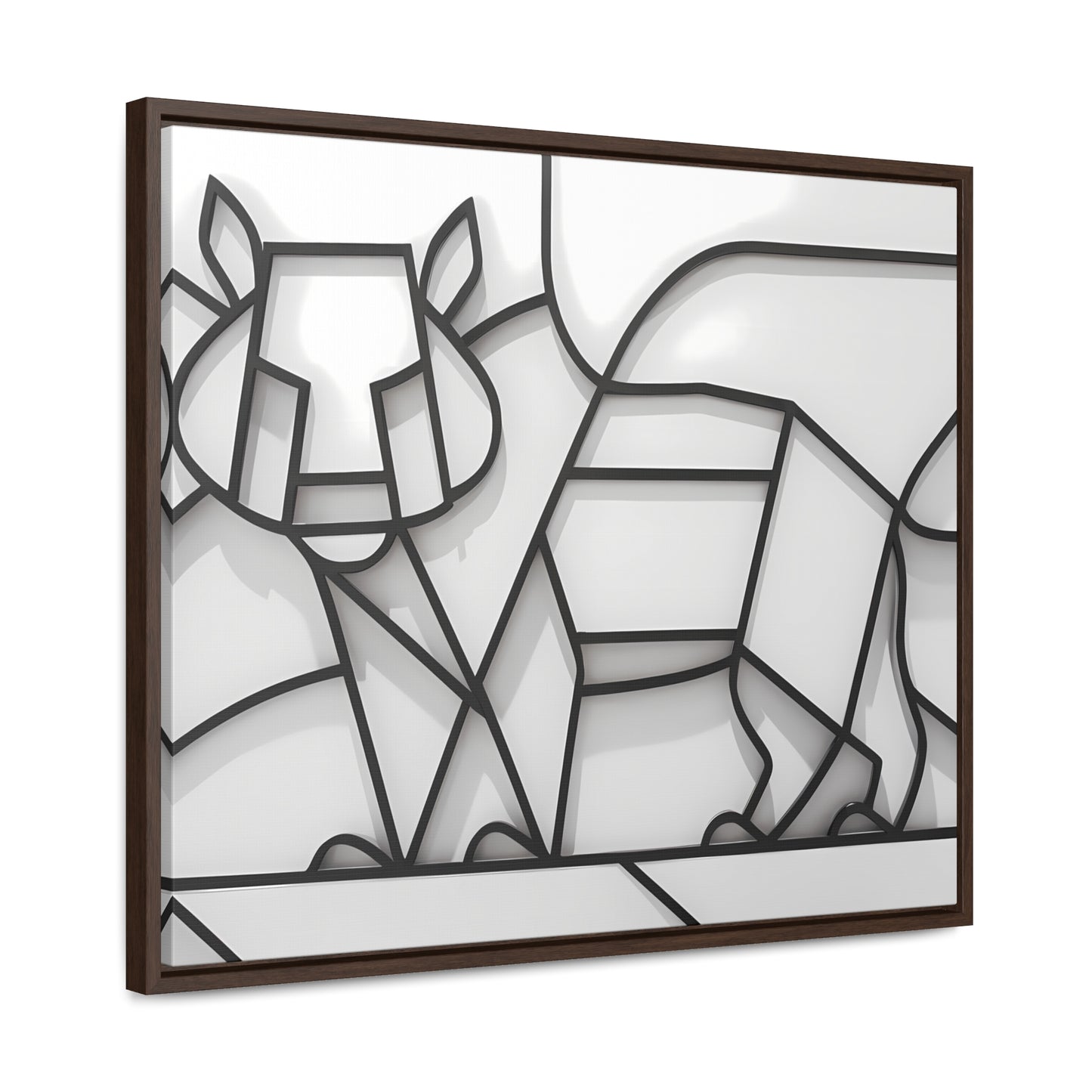 Geometric Rhino in Monochrome - Gallery Canvas Wraps, Horizontal Frame