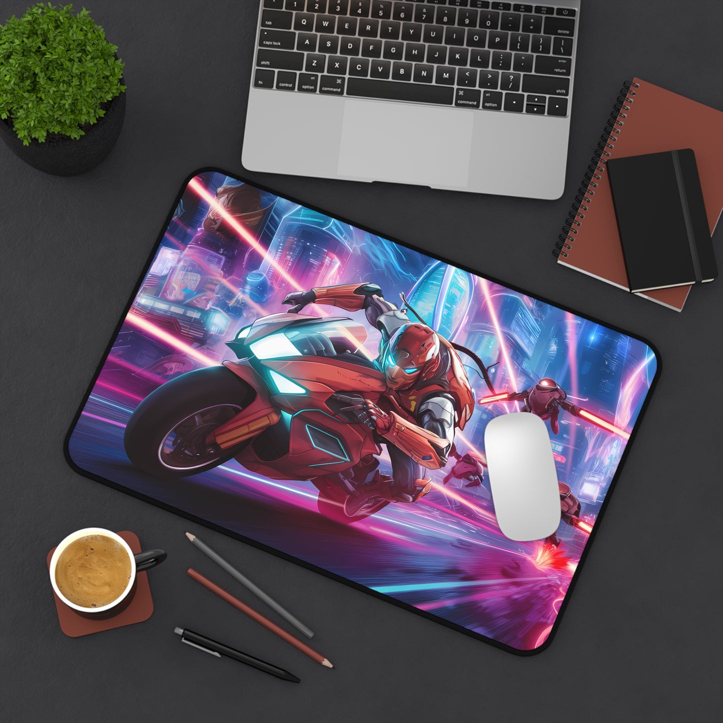 Neon Chase: Cyberbike Pursuit - Desk Mat