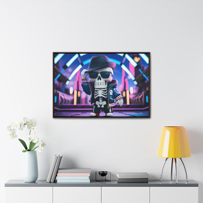 "Neon Skull Groove" - Gallery Canvas Wraps, Horizontal Frame