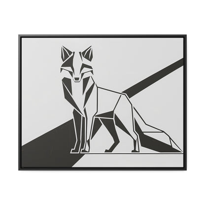 Geometric Fox in Black and White - Gallery Canvas Wraps, Horizontal Frame