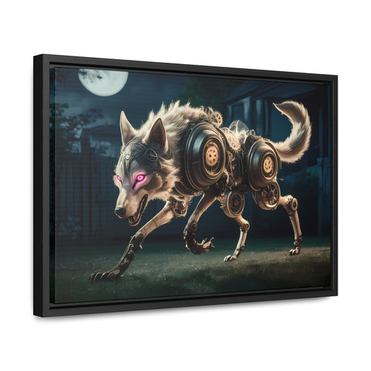 Cyberwolf Under the Moon - Gallery Canvas Wraps, Horizontal Frame