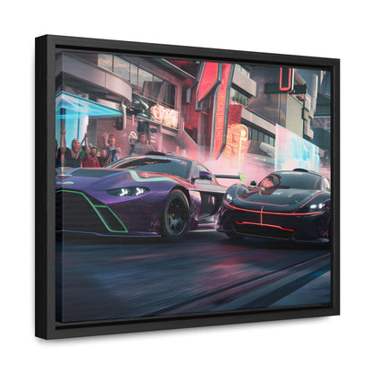 Neon Drift Showdown - Gallery Canvas Wraps, Horizontal Frame