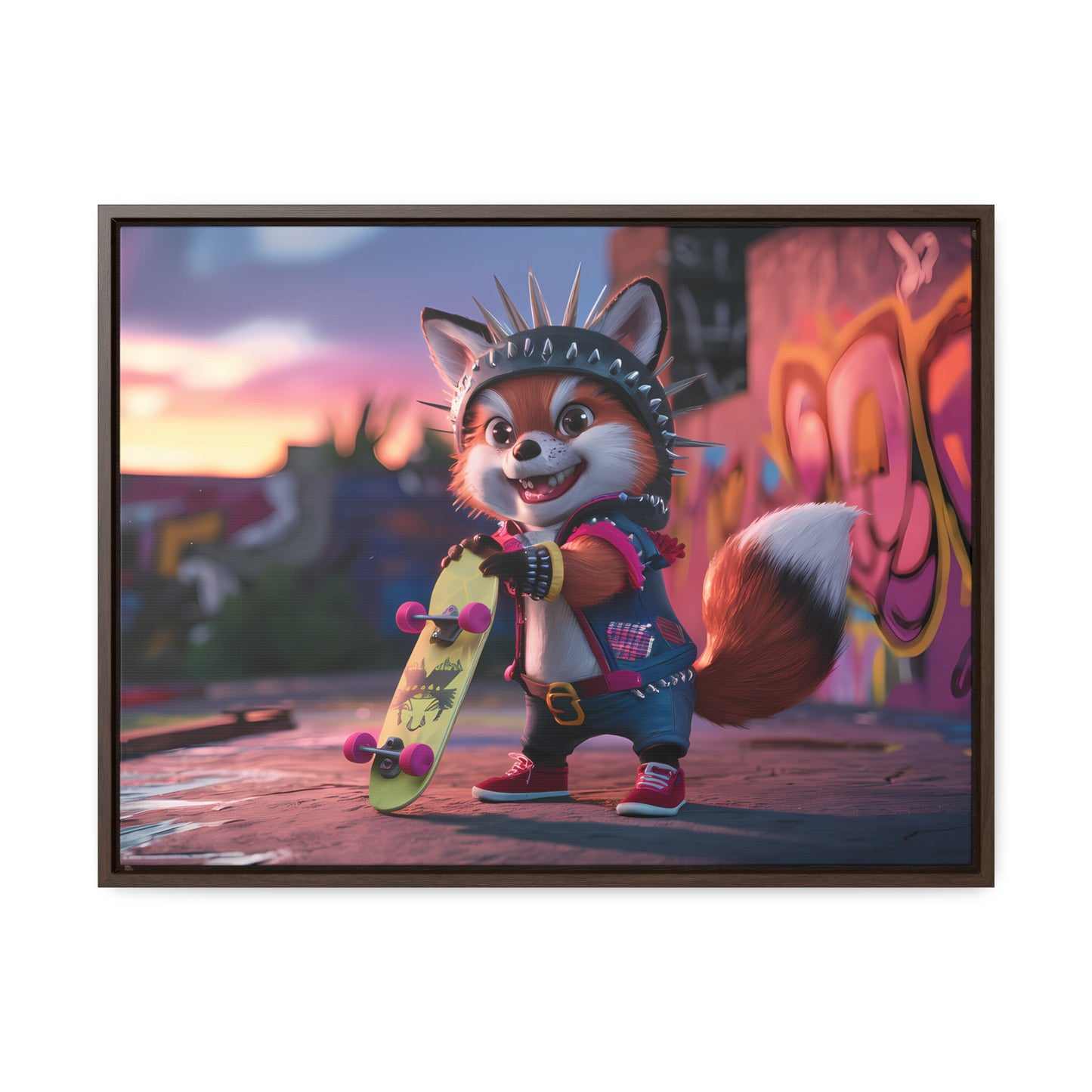 "Punk Skater Fox at Sunset" - Gallery Canvas Wraps, Horizontal Frame