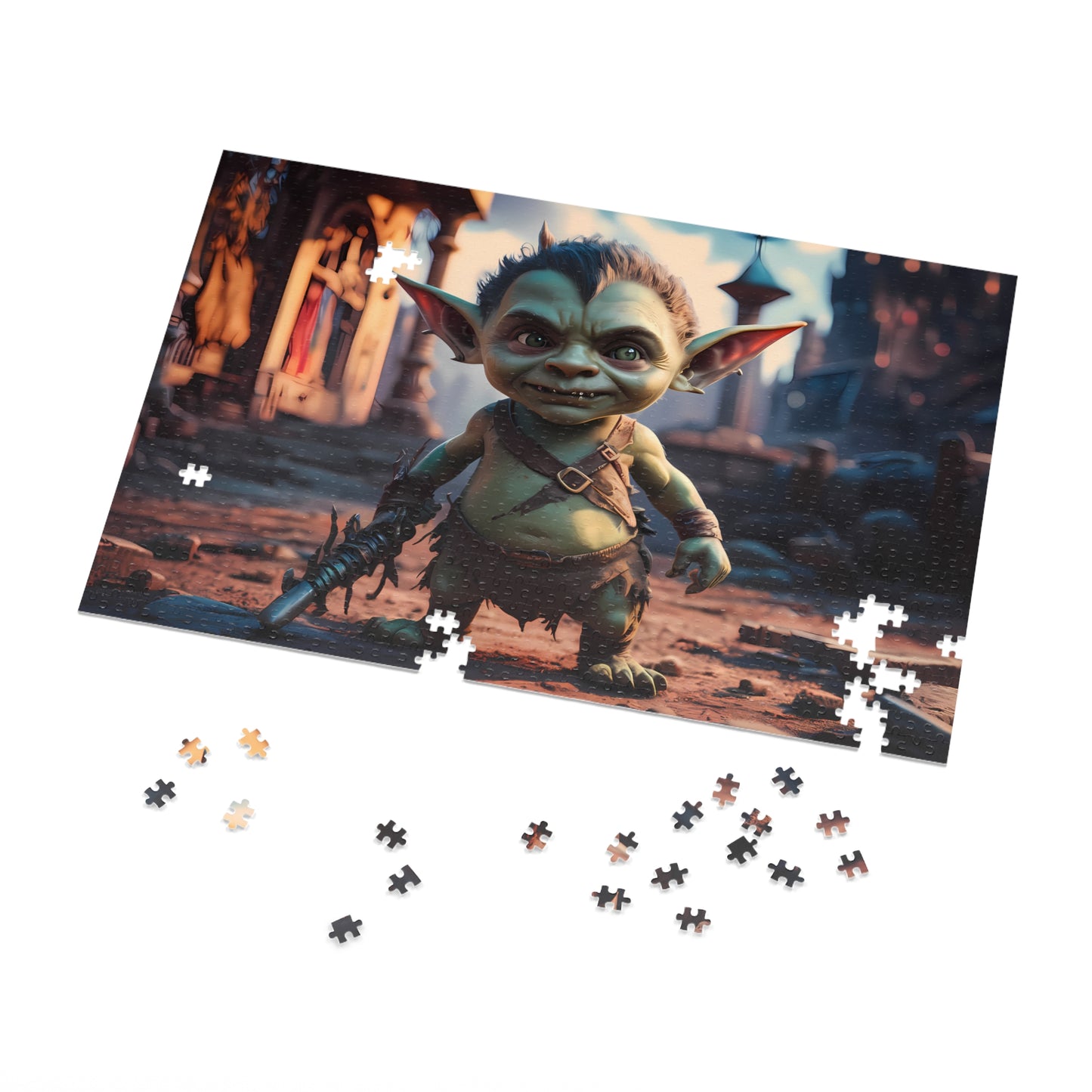 Goblin Warrior in an Enchanted Village - Jigsaw Puzzle (30, 110, 252, 500,1000-Piece)