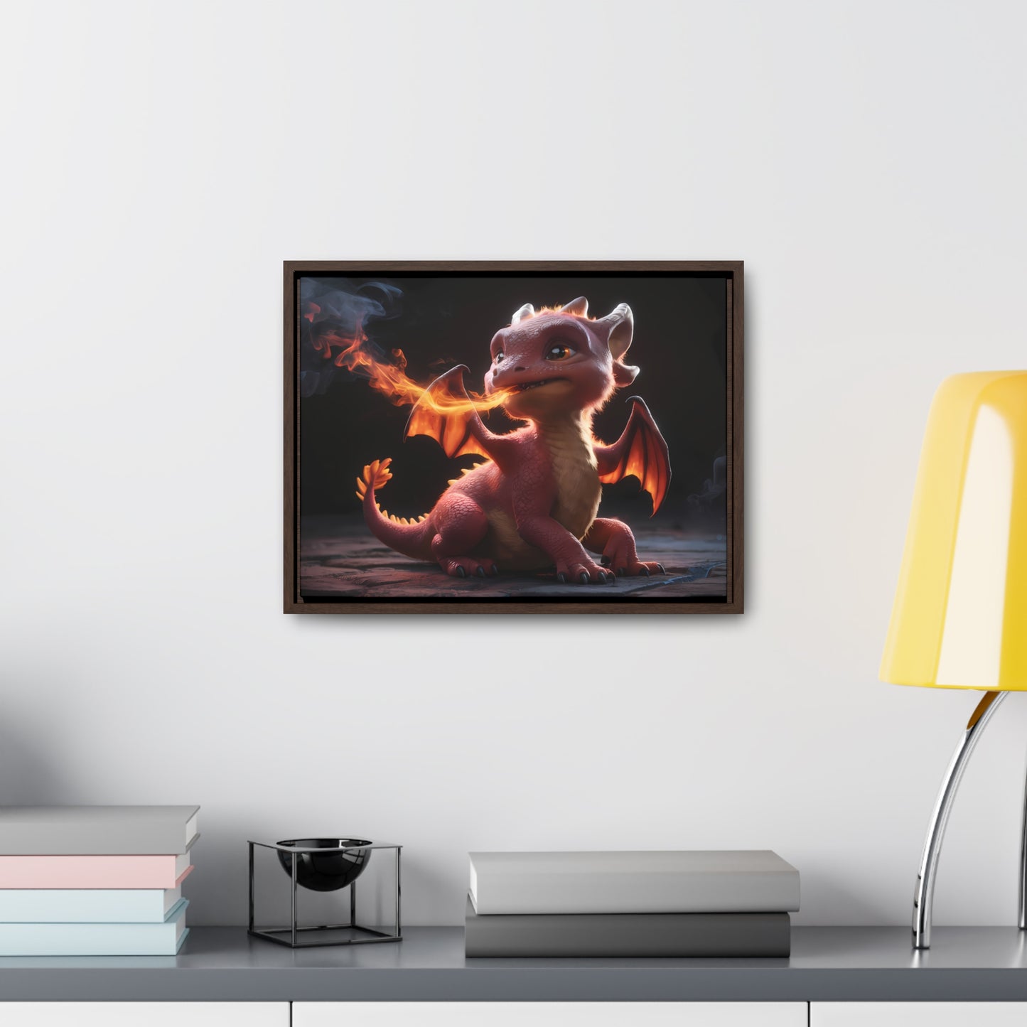 "Baby Dragon's First Flame" - Gallery Canvas Wraps, Horizontal Frame