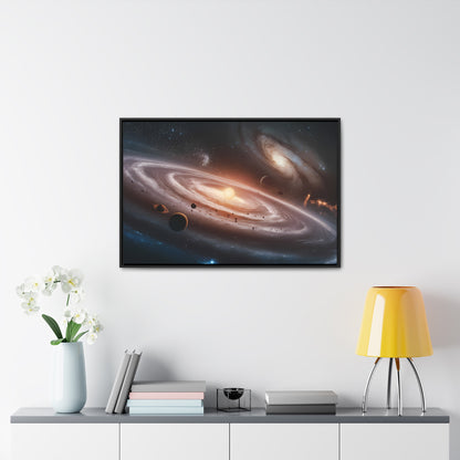 Celestial Symphony: The Dance of Galaxies and Planets - Gallery Canvas Wraps, Horizontal Frame