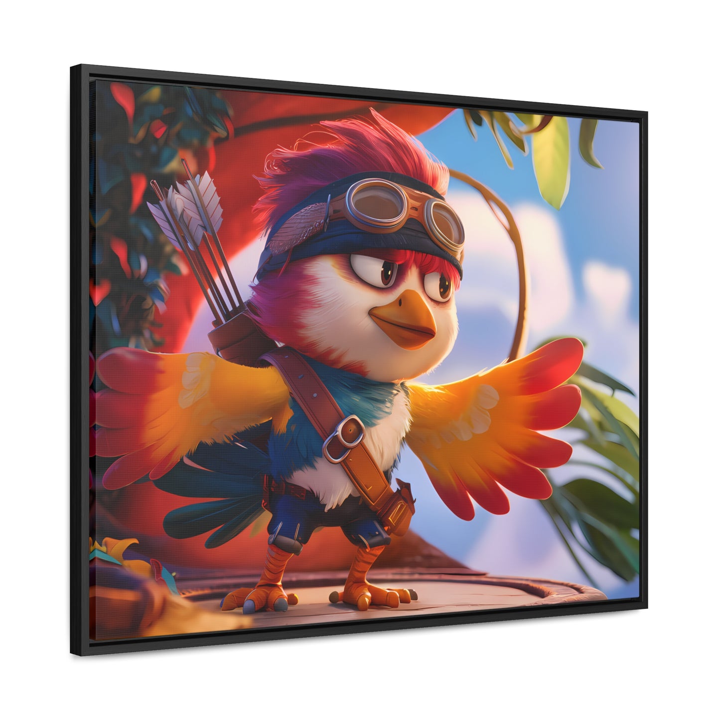 "Feathered Adventurer: The Brave Bird Archer" - Gallery Canvas Wraps, Horizontal Frame