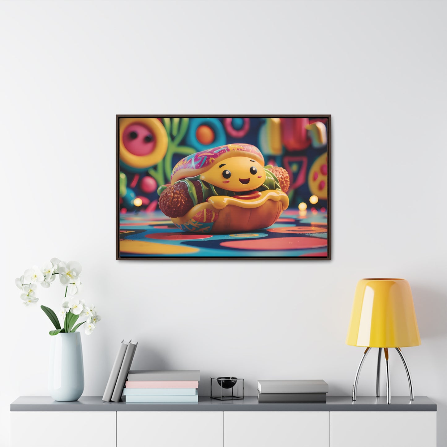 Cheerful Burger Adventure - Gallery Canvas Wraps, Horizontal Frame