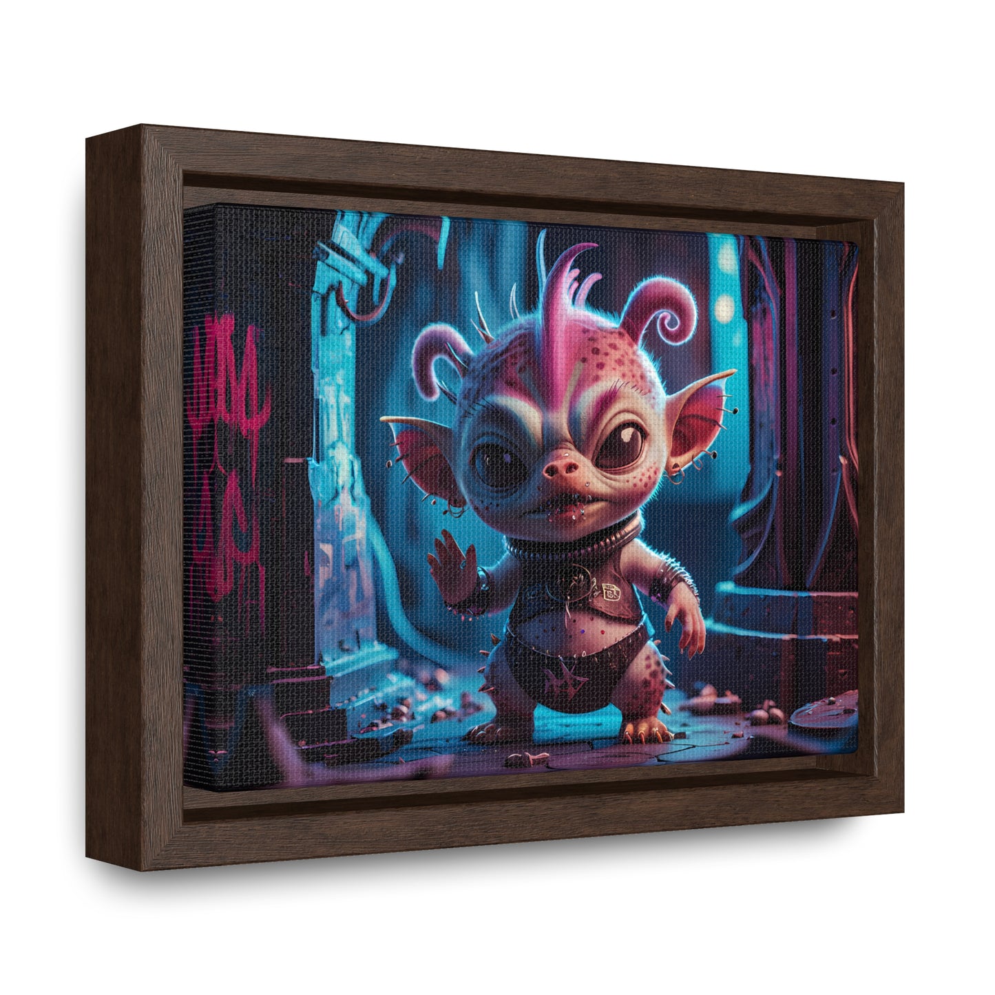 "Punk Goblin in Neon Alley" - Gallery Canvas Wraps, Horizontal Frame