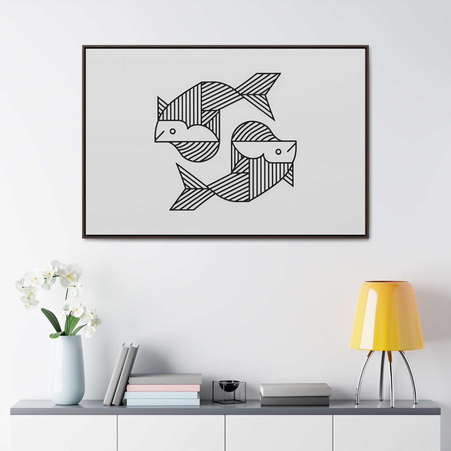 Pisces in Geometric Harmony - Gallery Canvas Wraps, Horizontal Frame