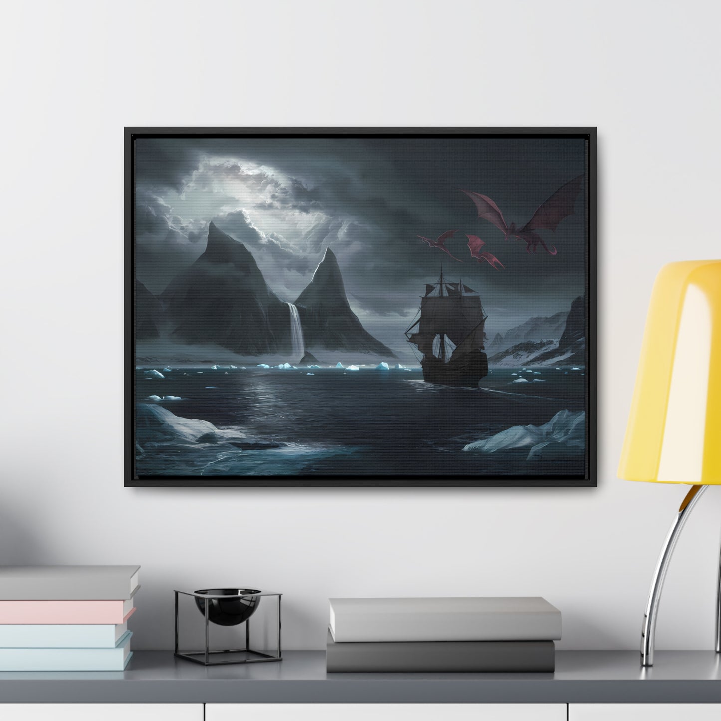 Dragons Over the Frozen Abyss - Gallery Canvas Wraps, Horizontal Frame