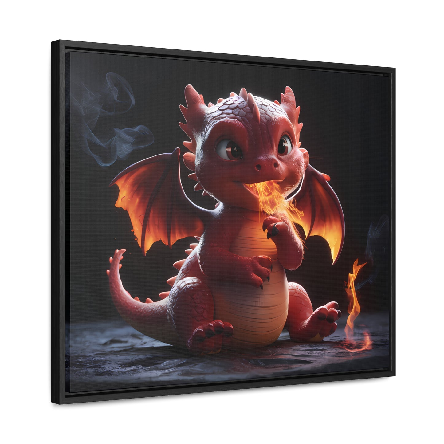 "Baby Dragon's First Flame" - Gallery Canvas Wraps, Horizontal Frame