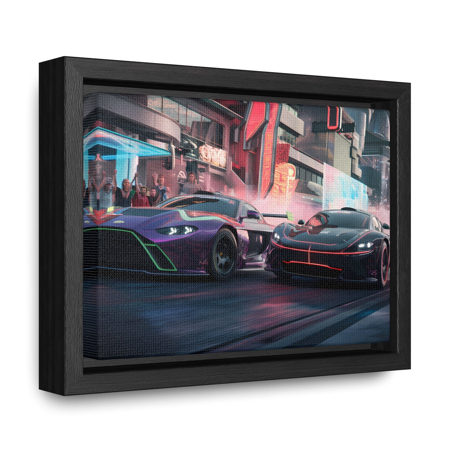 Neon Drift Showdown - Gallery Canvas Wraps, Horizontal Frame