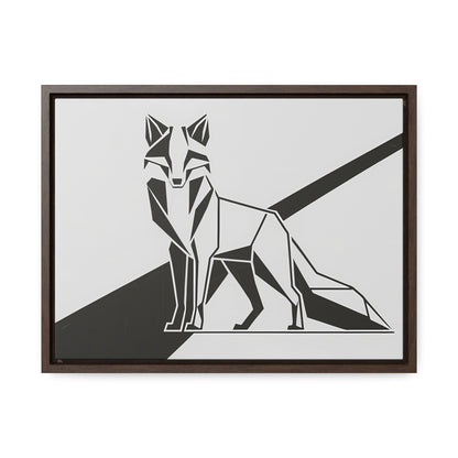 Geometric Fox in Black and White - Gallery Canvas Wraps, Horizontal Frame