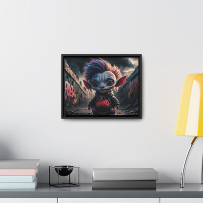 Rebel Gremlin in the Neon Alley - Gallery Canvas Wraps, Horizontal Frame