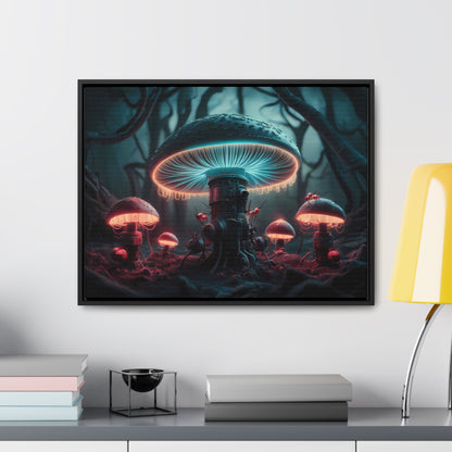 The Bioluminescent Mechanisms of the Neon Forest - Gallery Canvas Wraps, Horizontal Frame