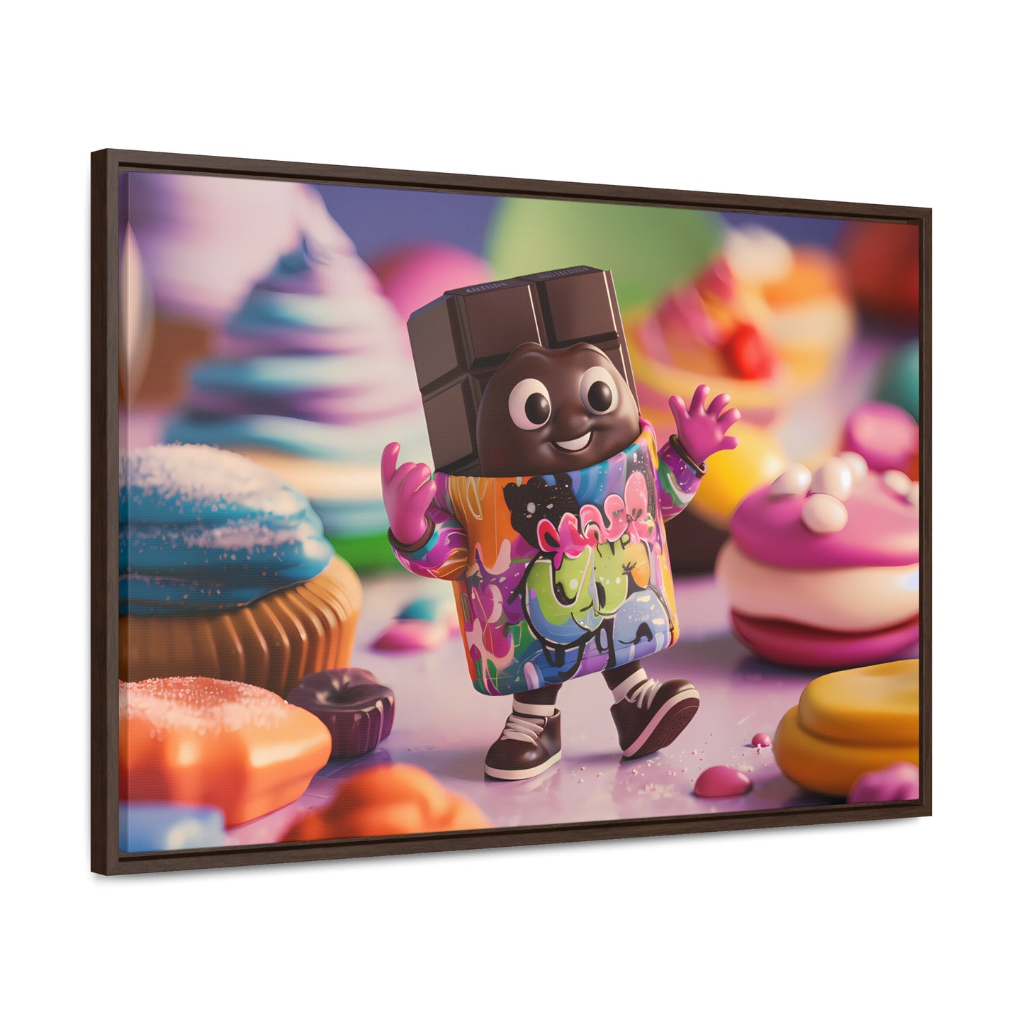 "Choco-Buddy's Sweet Adventure" - Gallery Canvas Wraps, Horizontal Frame