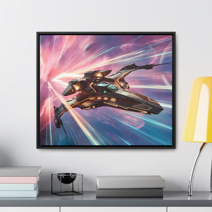 "Starship Through the Cosmic Rift" - Gallery Canvas Wraps, Horizontal Frame