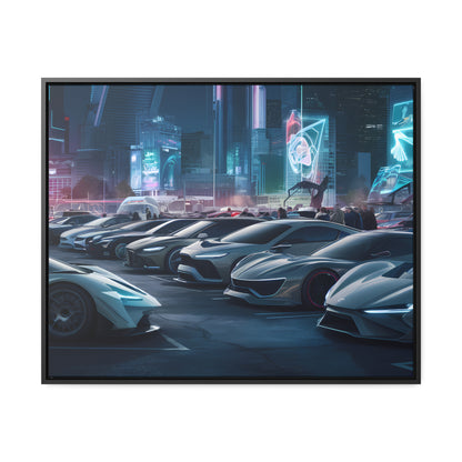 "Midnight Car Meet in Neon City" - Gallery Canvas Wraps, Horizontal Frame