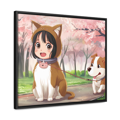 Blossom Walk with My Furry Friends - Gallery Canvas Wraps, Horizontal Frame