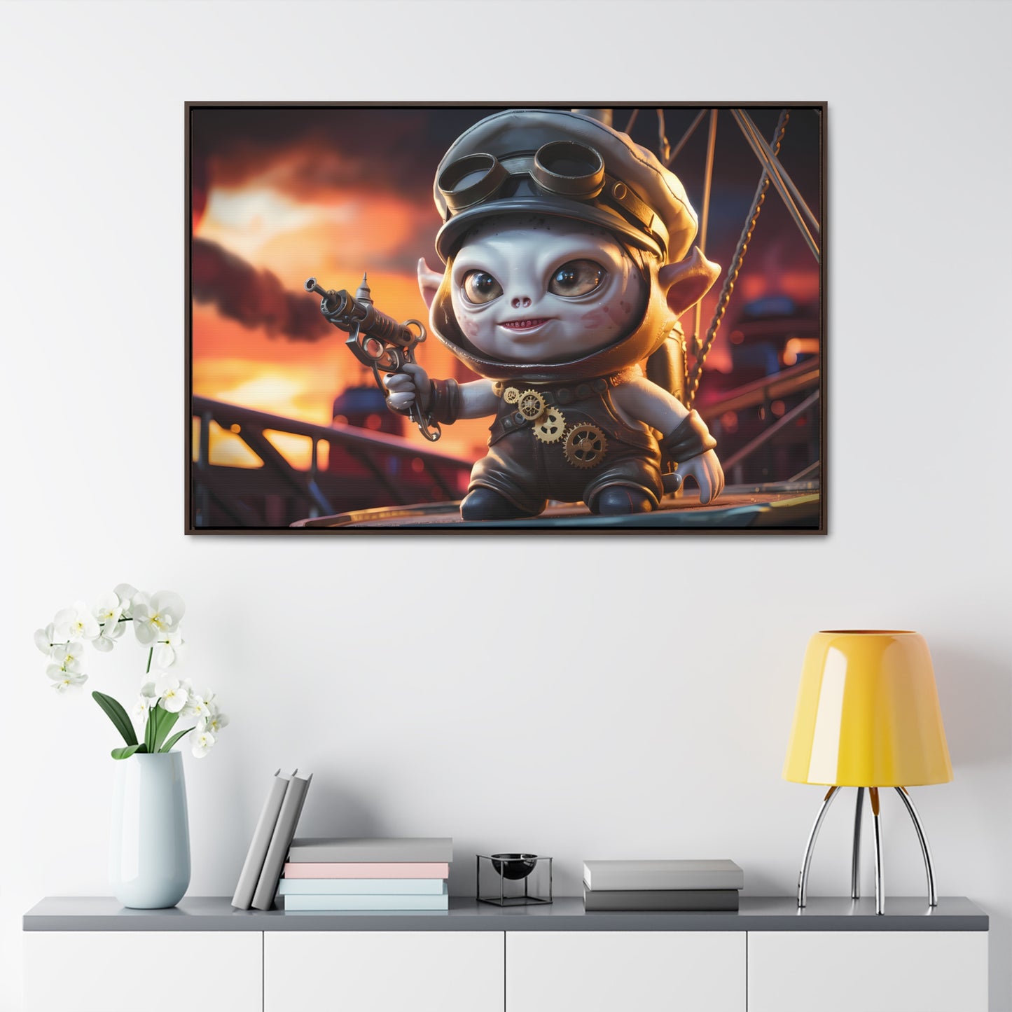 Steampunk Goblin Commander at Dusk - Gallery Canvas Wraps, Horizontal Frame