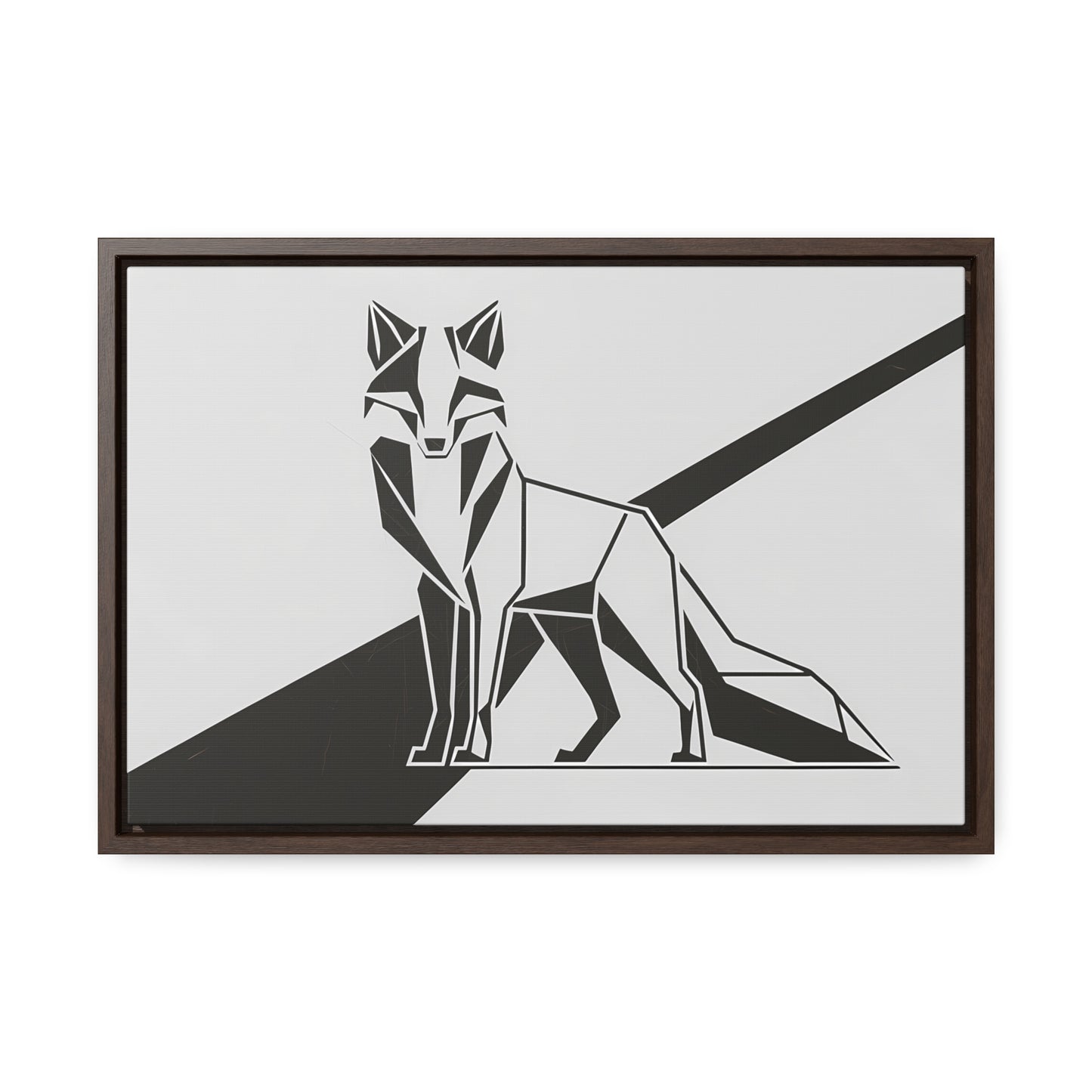 Geometric Fox in Black and White - Gallery Canvas Wraps, Horizontal Frame