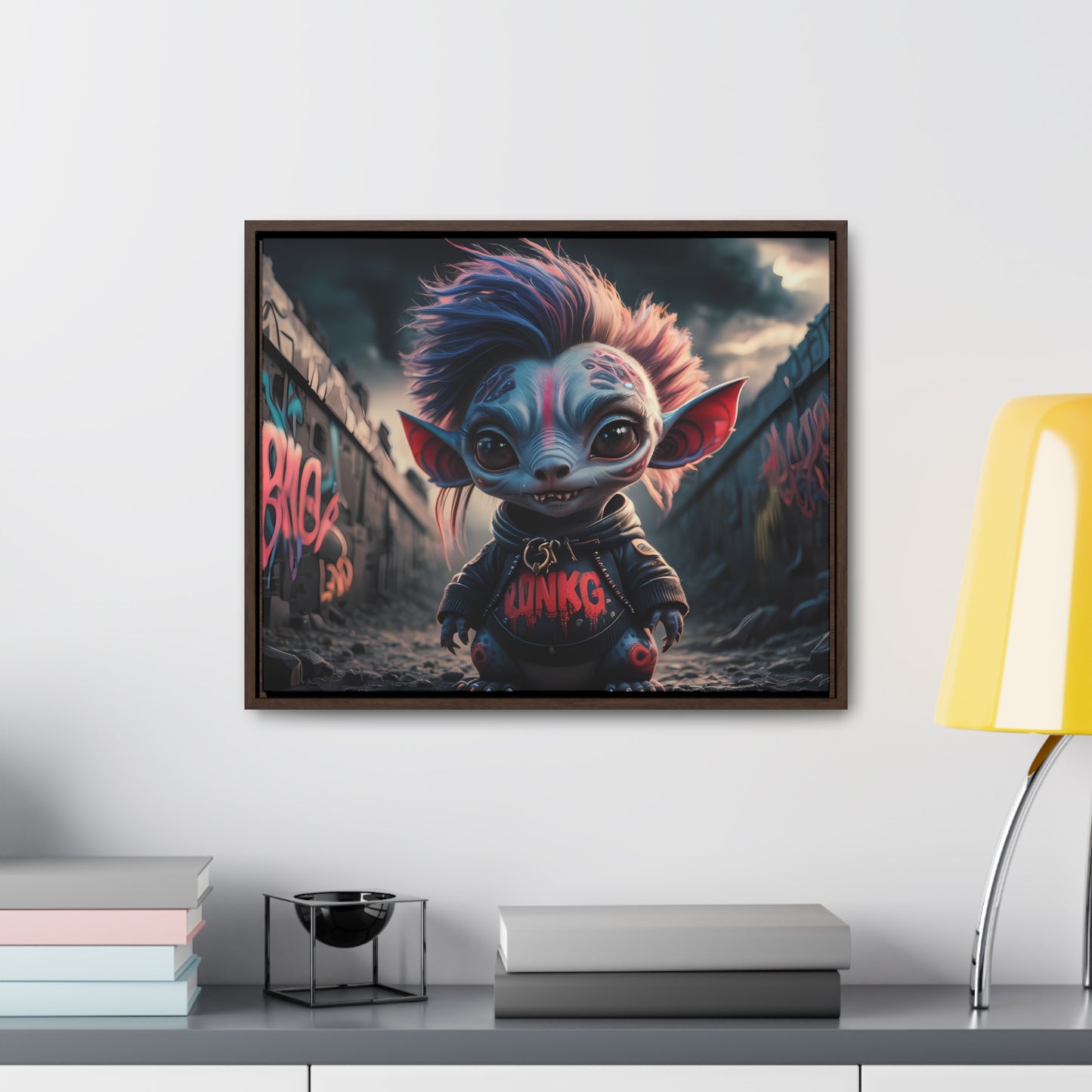 Rebel Gremlin in the Neon Alley - Gallery Canvas Wraps, Horizontal Frame