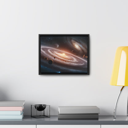 Celestial Symphony: The Dance of Galaxies and Planets - Gallery Canvas Wraps, Horizontal Frame