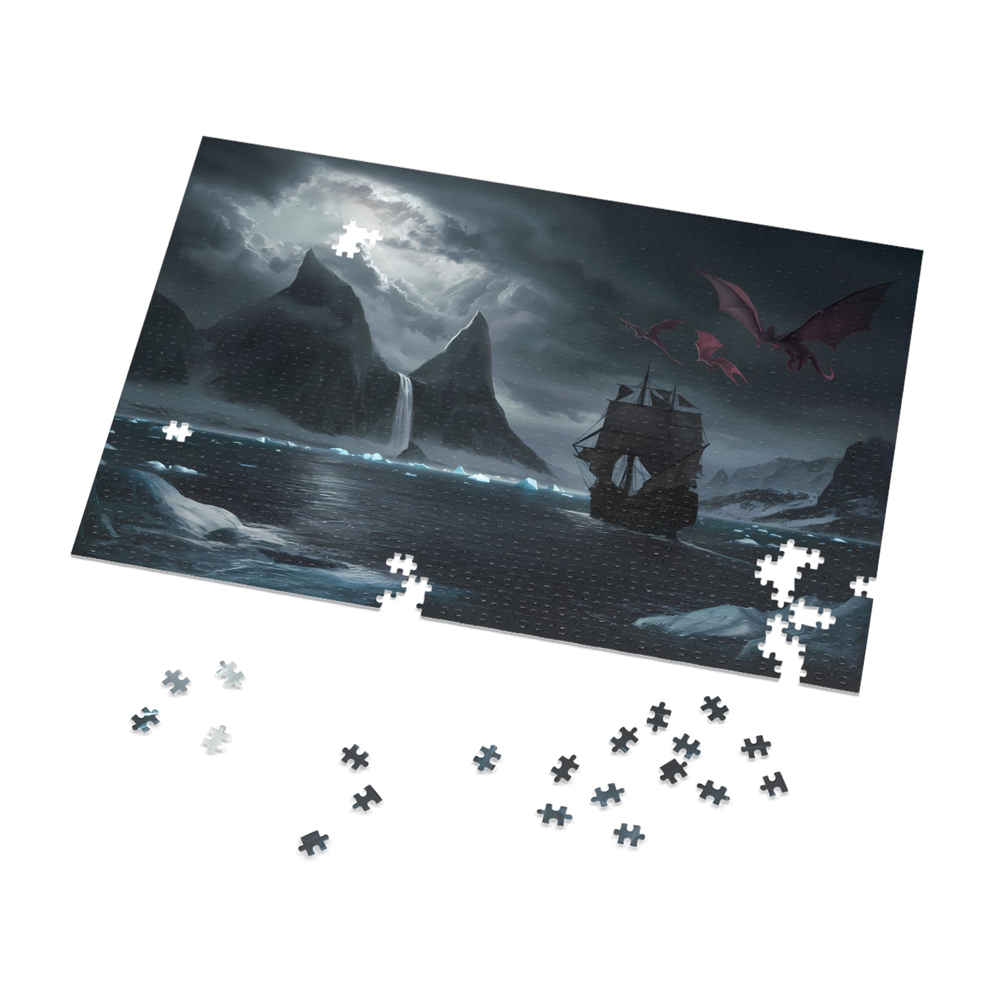 "Dragons Over the Frozen Sea" - Jigsaw Puzzle (30, 110, 252, 500,1000-Piece)