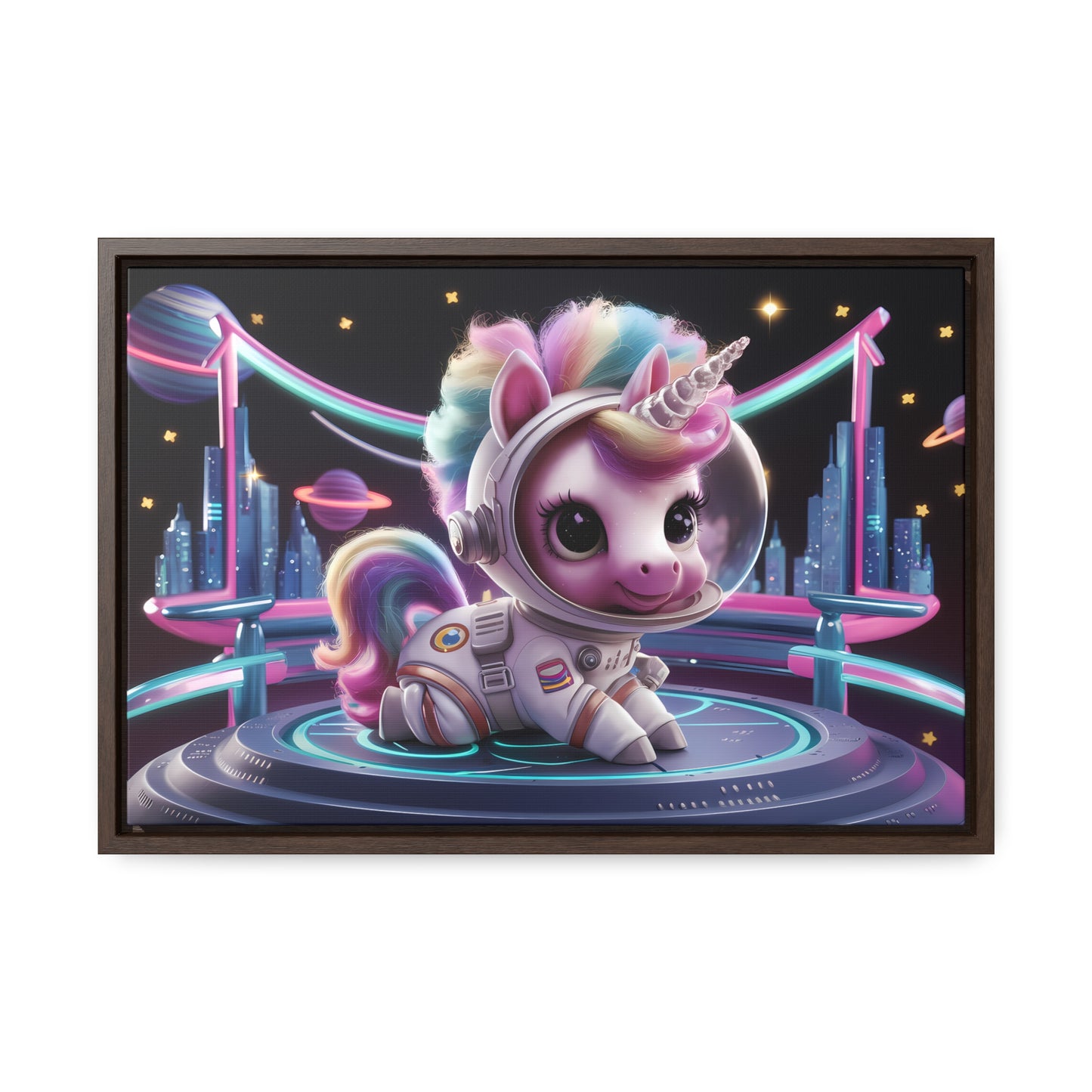 "Galactic Unicorn Explorer" - Gallery Canvas Wraps, Horizontal Frame