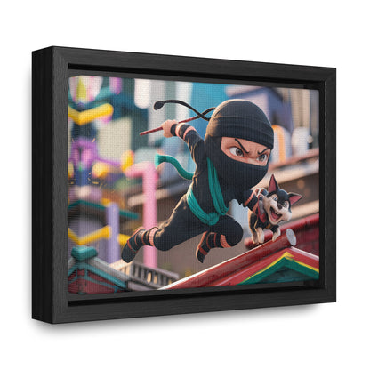 "Ninja and the Fearless Pup" - Gallery Canvas Wraps, Horizontal Frame