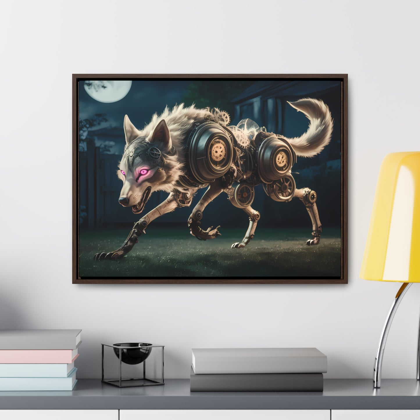 Cyberwolf Under the Moon - Gallery Canvas Wraps, Horizontal Frame