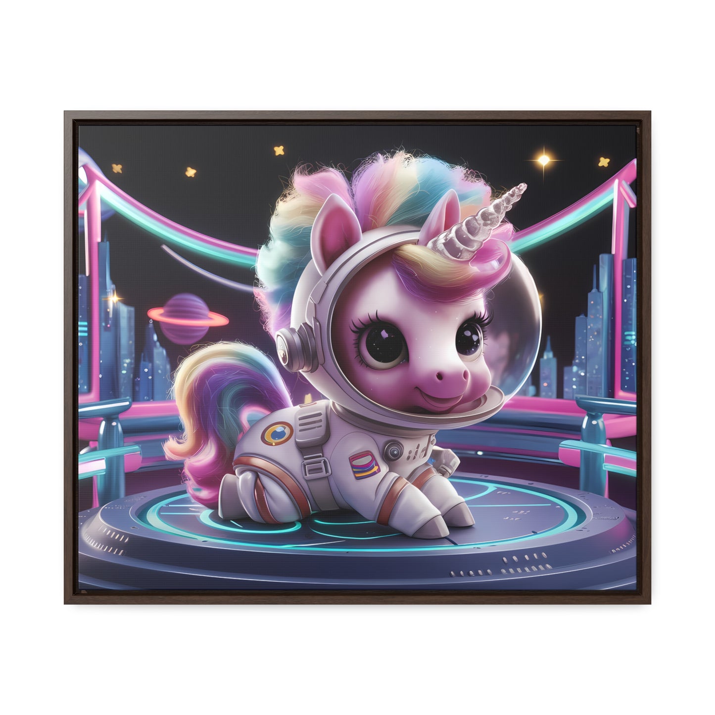 "Galactic Unicorn Explorer" - Gallery Canvas Wraps, Horizontal Frame