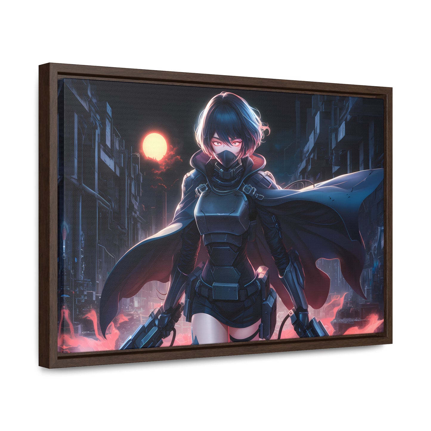 "Nightblade: The Cyberpunk Vigilante" - Gallery Canvas Wraps, Horizontal Frame