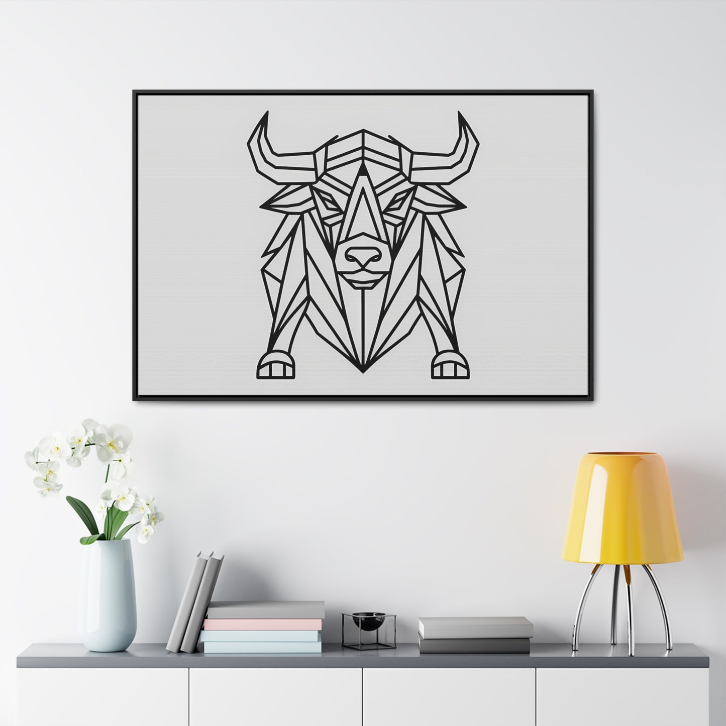 Geometric Bull - Gallery Canvas Wraps, Horizontal Frame