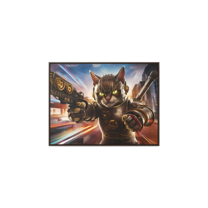 Cyberpunk Cat Warrior - Gallery Canvas Wraps, Horizontal Frame