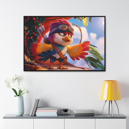 "Feathered Adventurer: The Brave Bird Archer" - Gallery Canvas Wraps, Horizontal Frame