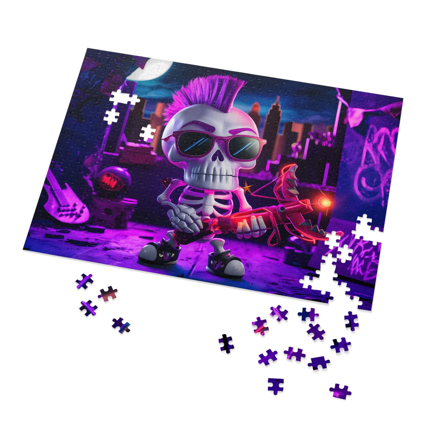 Punk Skull Archer in Neon City - Jigsaw Puzzle (30, 110, 252, 500,1000-Piece)