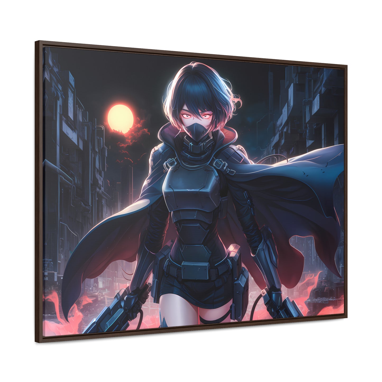 "Nightblade: The Cyberpunk Vigilante" - Gallery Canvas Wraps, Horizontal Frame